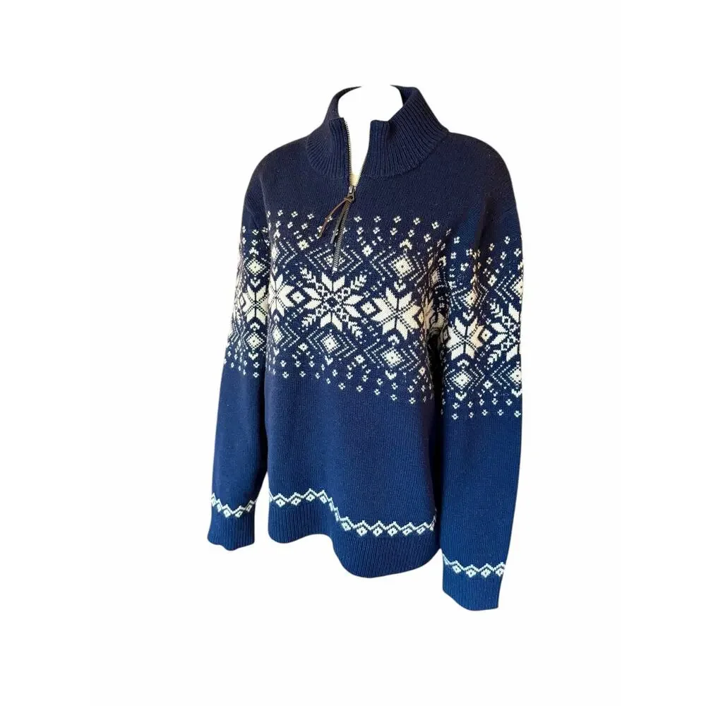 J.Crew Men’s Lambswool Fair Isle half-zip sweater with bird's eye size Large